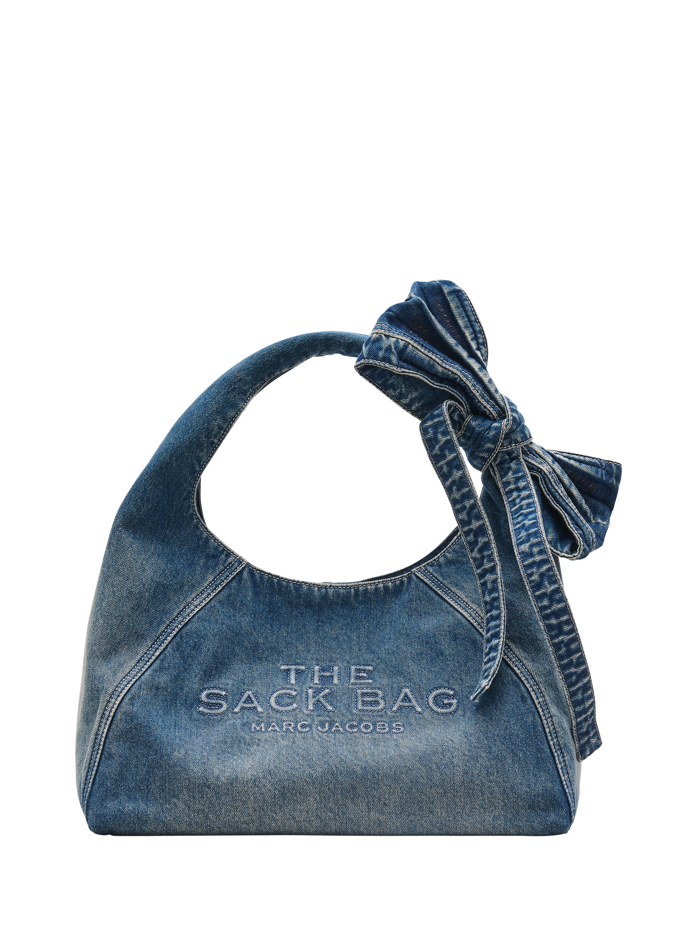 Product image 1 of 7, which shows Marc Jacobs Denim The Sack Shoulder Bag, Medium Wash Indigo