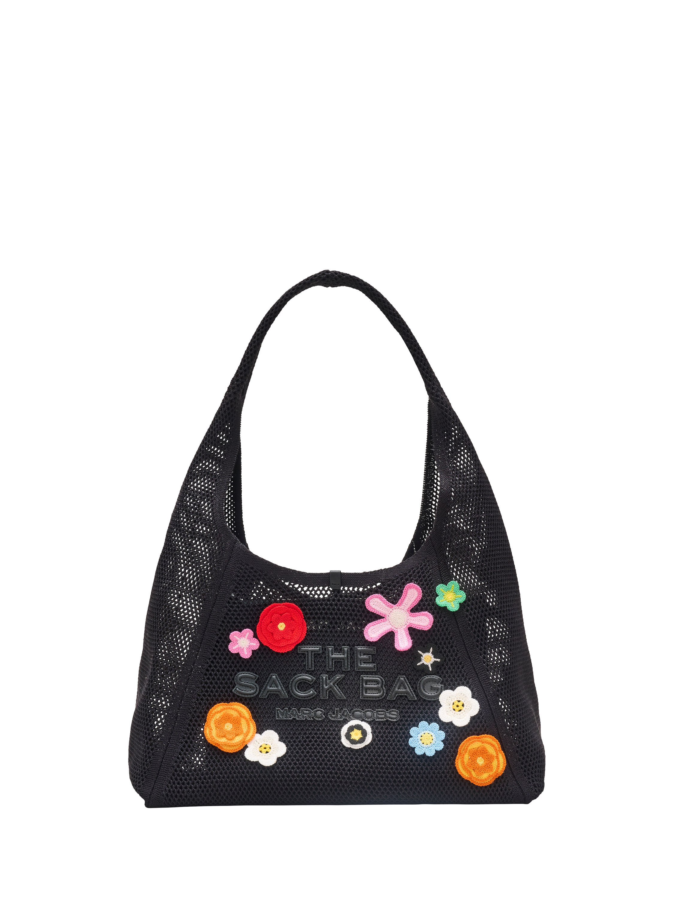 Product image 1 of 7, which shows Marc Jacobs The Sack Daisy Crochet Shoulder Bag, Black Multi