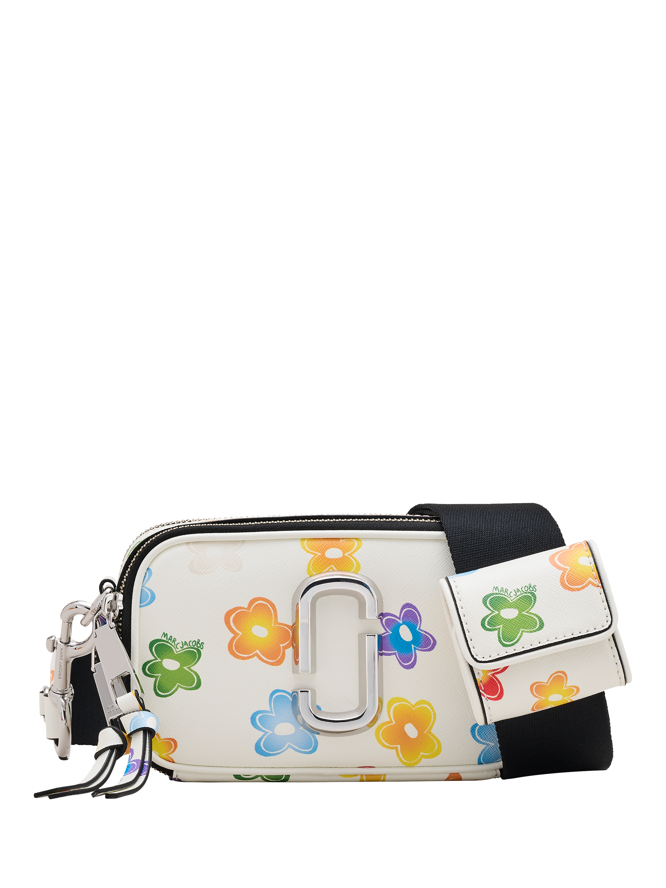 Product image 1 of 9, which shows Marc Jacobs Leather The Snapshot Wild Daisy Cross Body Bag, White Multi