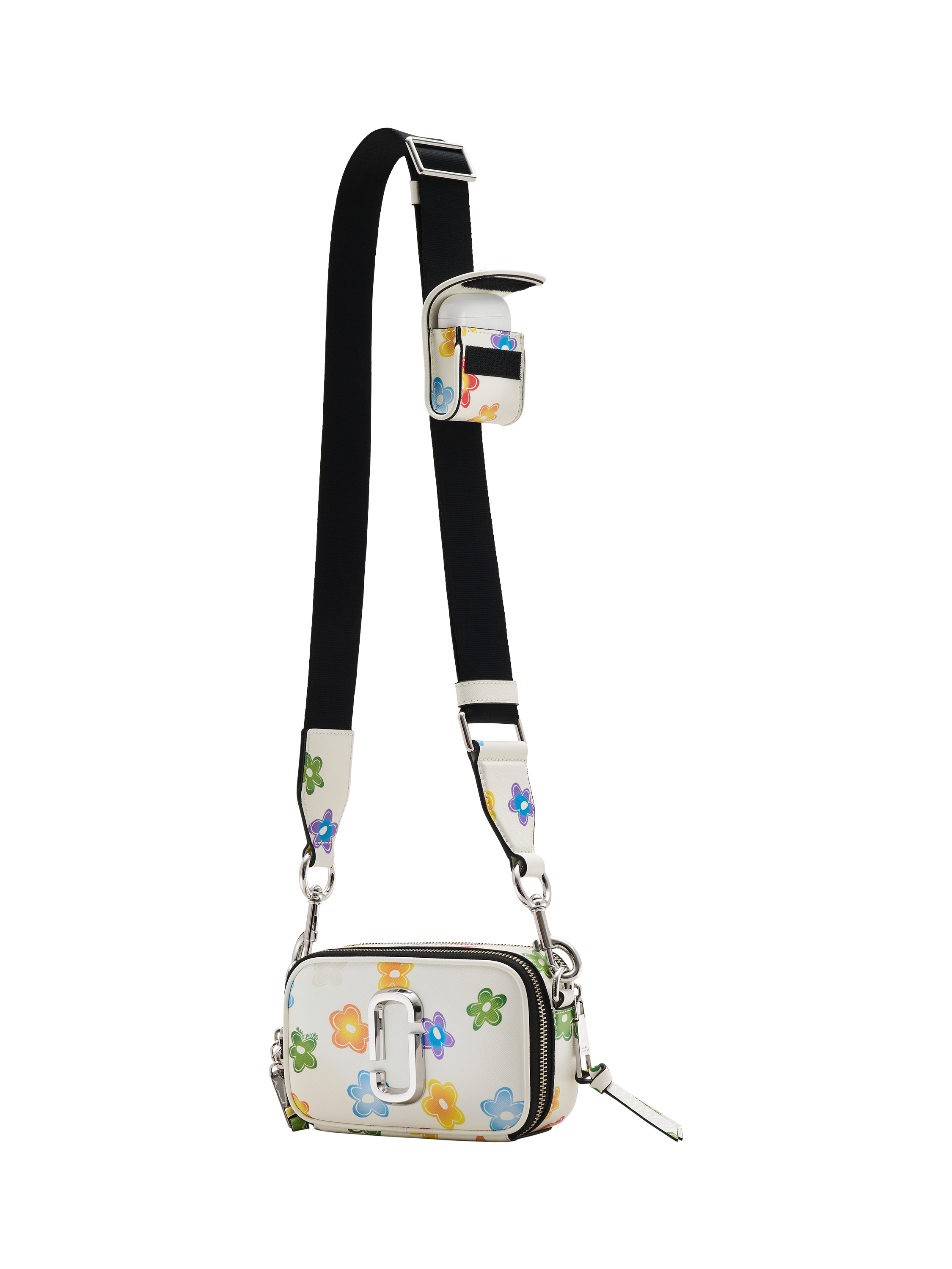 Product image 8 of 9, which shows Marc Jacobs Leather The Snapshot Wild Daisy Cross Body Bag, White Multi