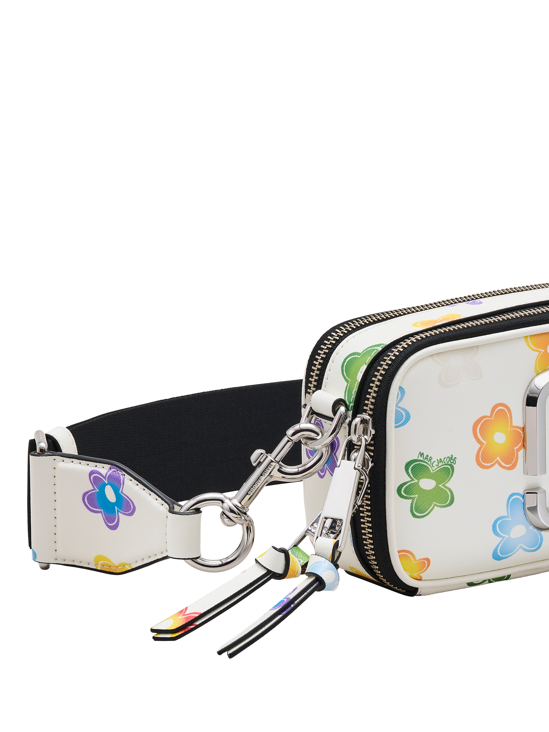 Product image 9 of 9, which shows Marc Jacobs Leather The Snapshot Wild Daisy Cross Body Bag, White Multi