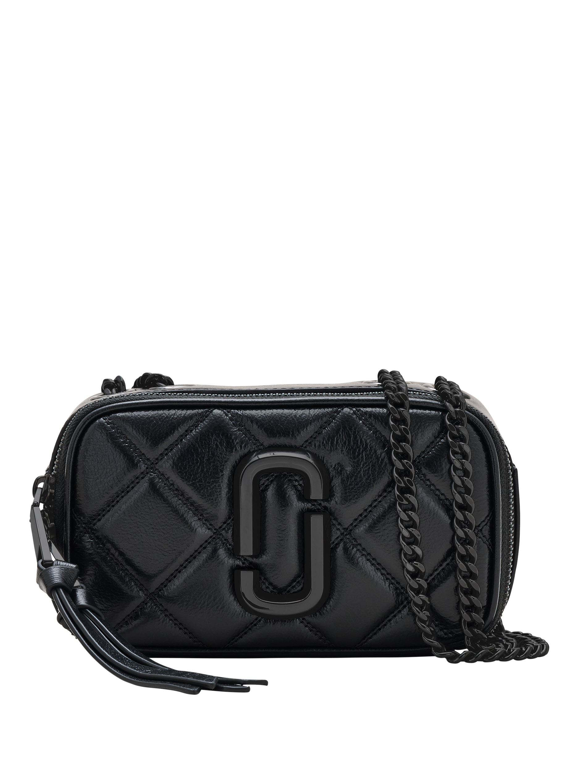 Product image 1 of 8, which shows Marc Jacobs Quilted Leather The Snapshot Cross Body Bag, Black