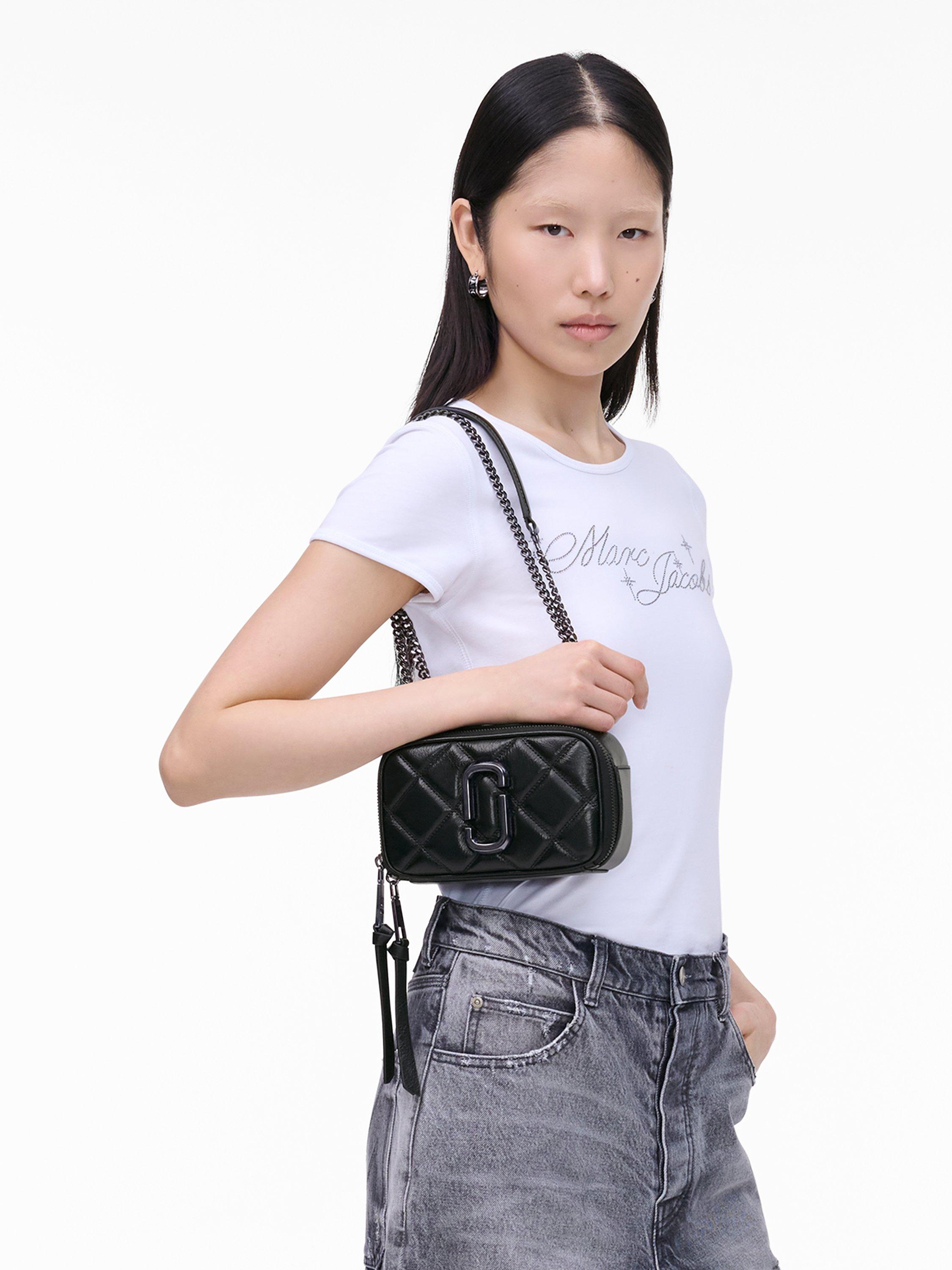 Product image 8 of 8, which shows Marc Jacobs Quilted Leather The Snapshot Cross Body Bag, Black