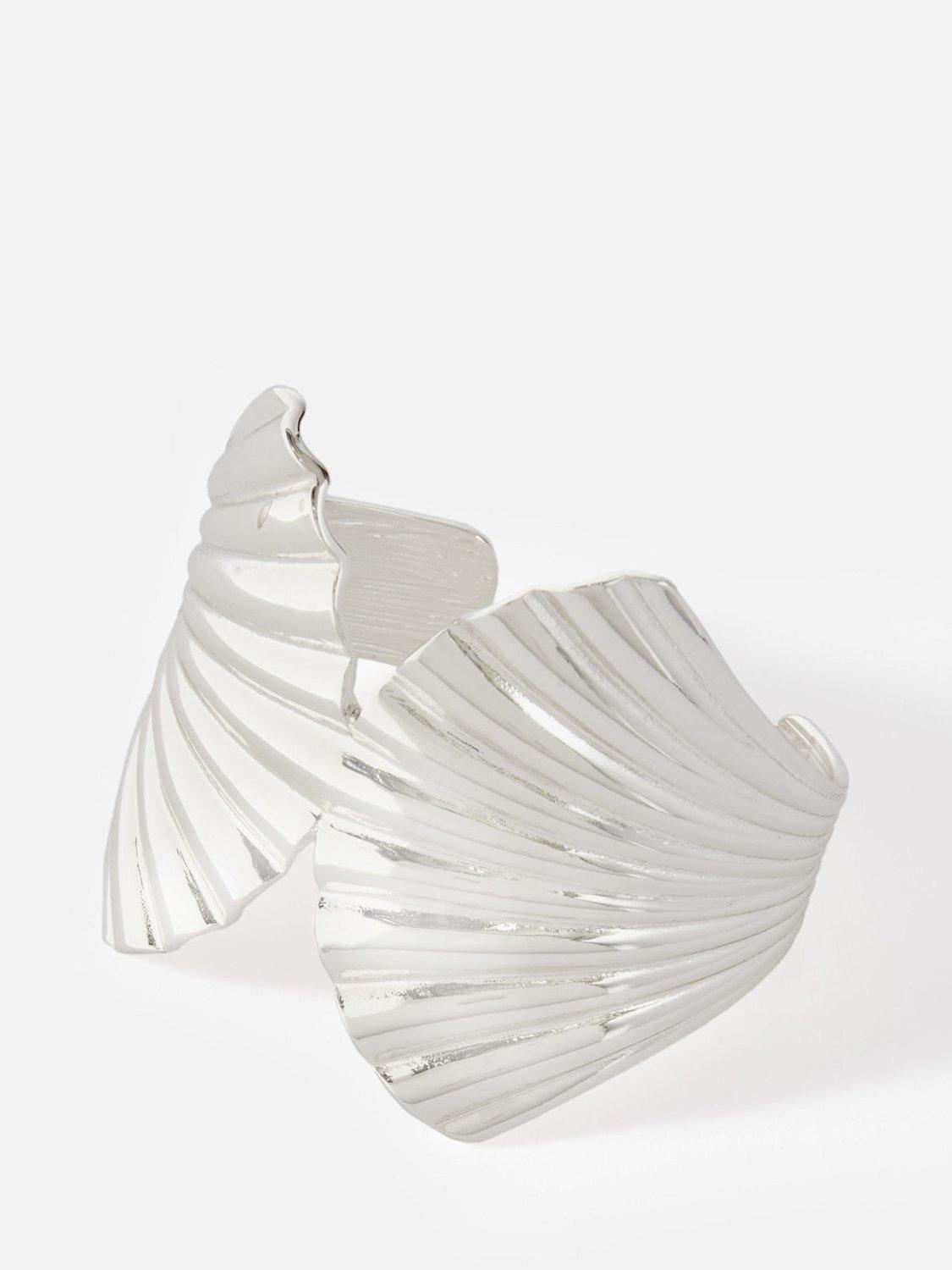 Product image 1 of 2, which shows Mint Velvet Statement Shell Cuff, Silver