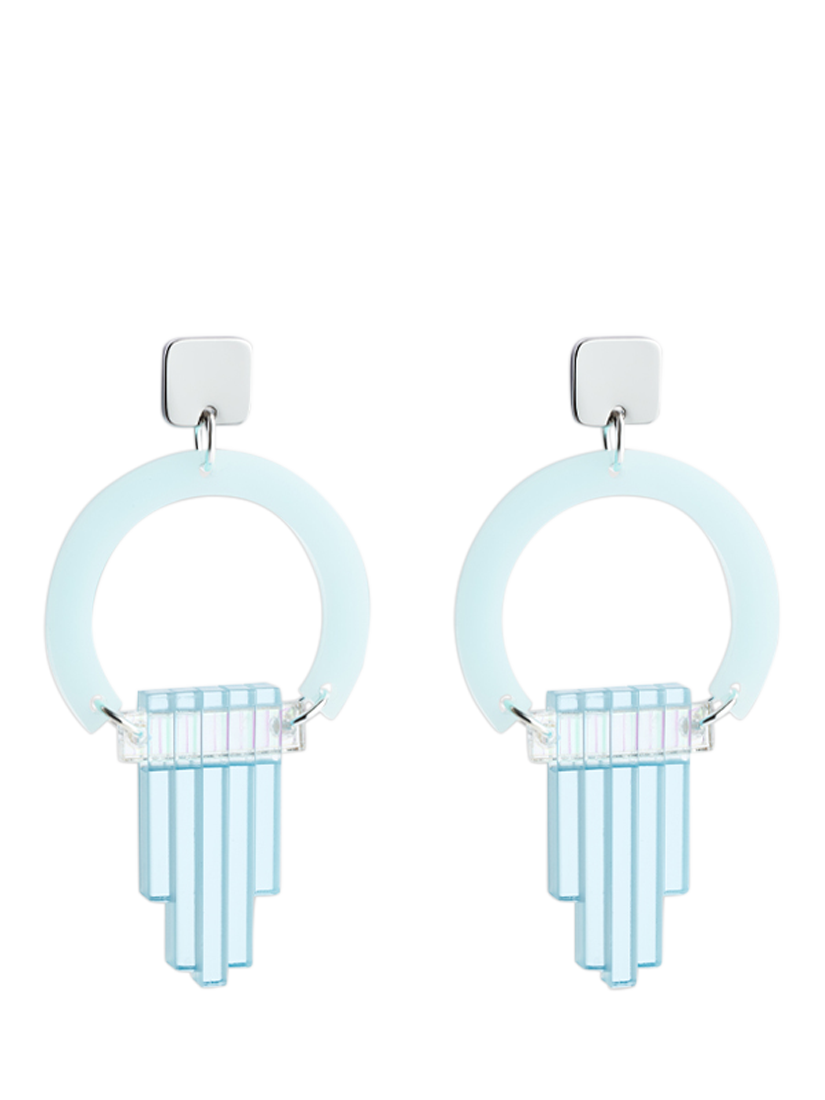 Product image 1 of 4, which shows Toolally Art Deco Chandelier Earrings, Island Blue/Arctic Blue