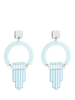 Toolally Art Deco Chandelier Earrings, Island Blue/Arctic Blue