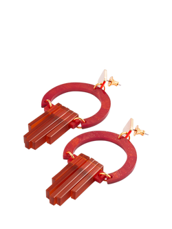 Toolally Art Deco Chandelier Earrings - view 2, Sienna Red