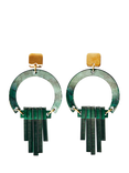 Toolally Art Deco Chandelier Earrings, Emerald Pearl