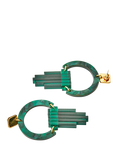 Toolally Art Deco Chandelier Earrings, Emerald Pearl