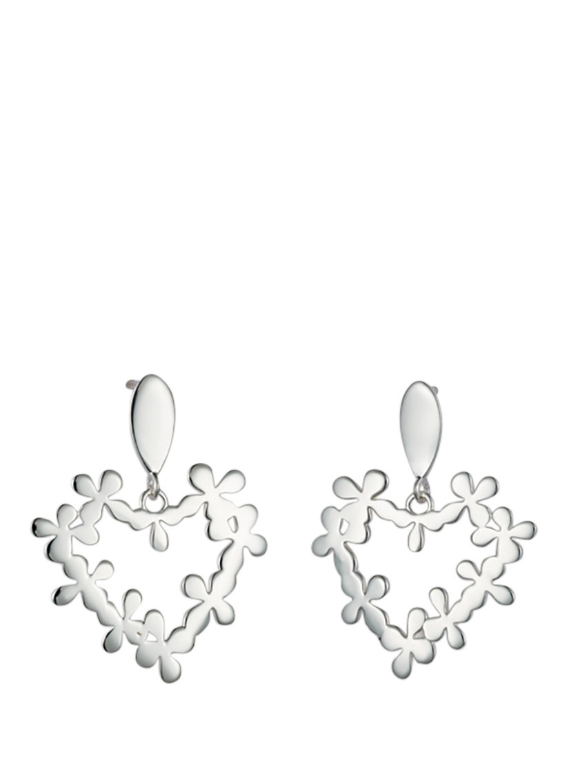 Toolally Mini Hearts in Flowers Stud Drop Earrings, Silver