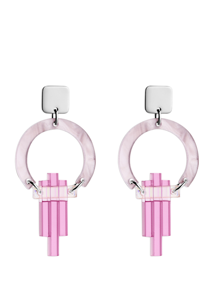 Product image 1 of 4, which shows Toolally Petite Art Deco Chandelier Earrings, Mauve Pearl/Heather