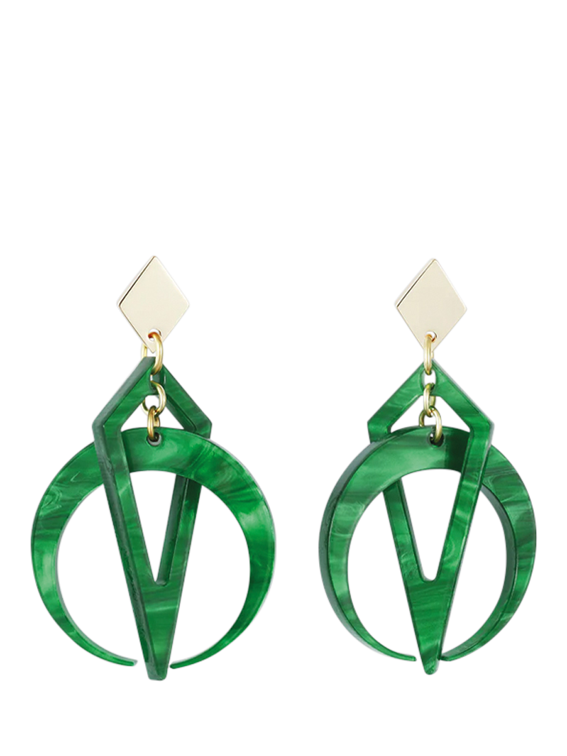 Product image 1 of 4, which shows Toolally Petite Crescent Hoop Earrings, Green