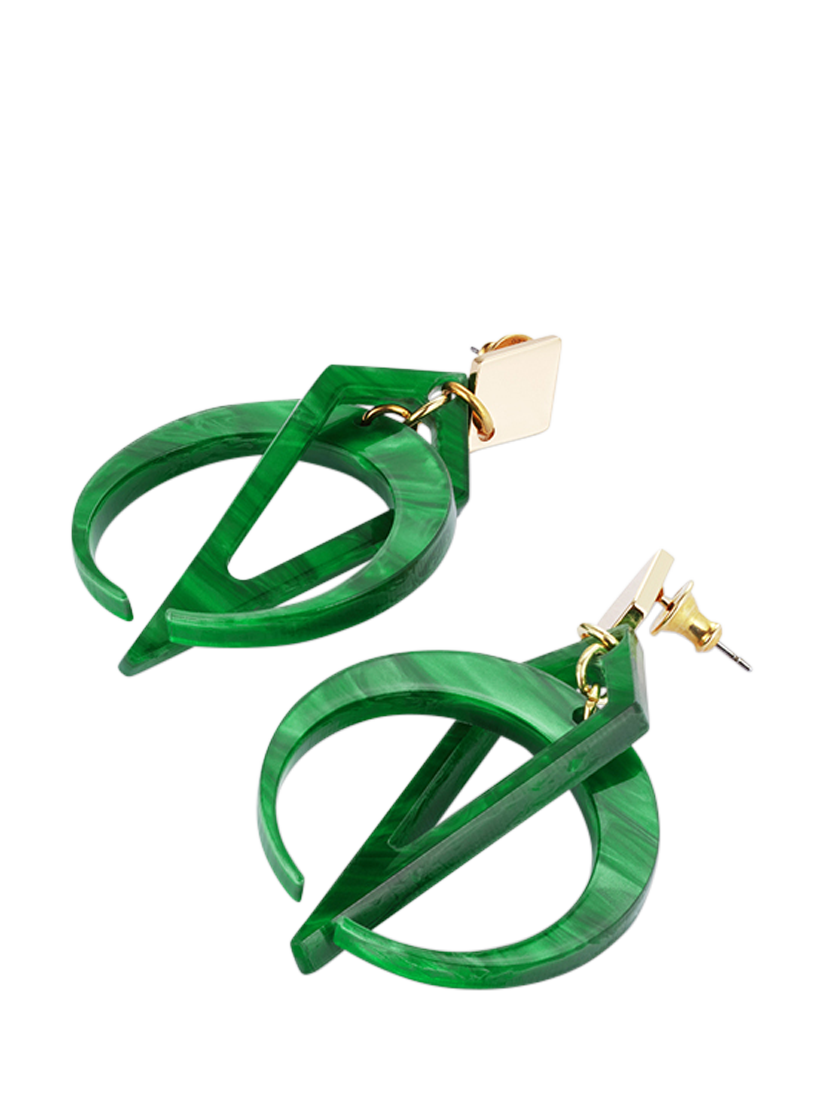 Product image 2 of 4, which shows Toolally Petite Crescent Hoop Earrings, Green