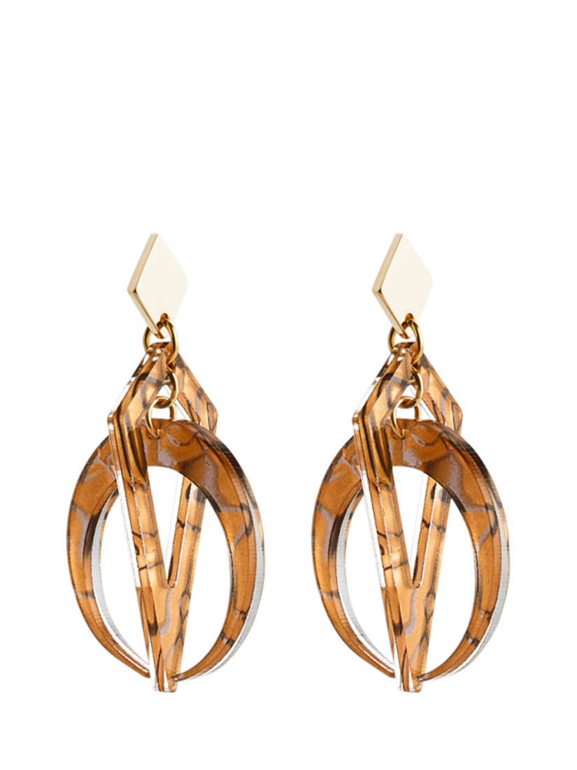 Product image 1 of 3, which shows Toolally Petite Crescent Hoop Earrings, Tiger Shell