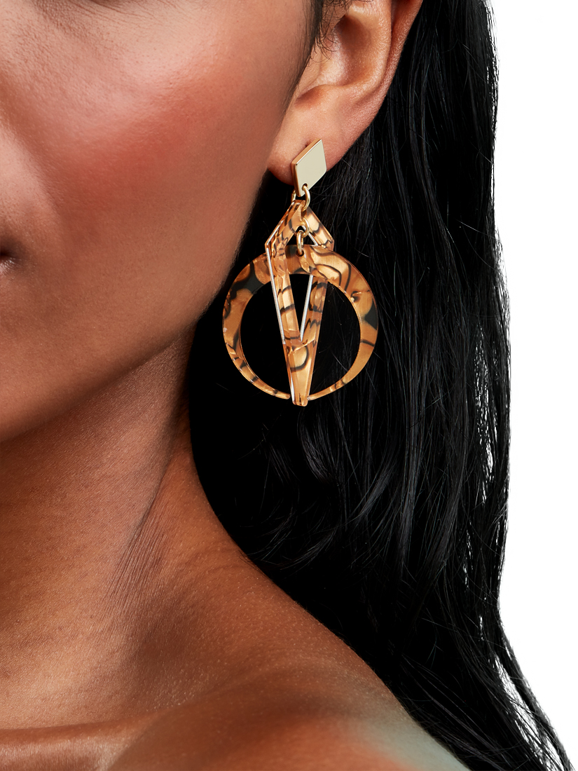 Product image 2 of 3, which shows Toolally Petite Crescent Hoop Earrings, Tiger Shell