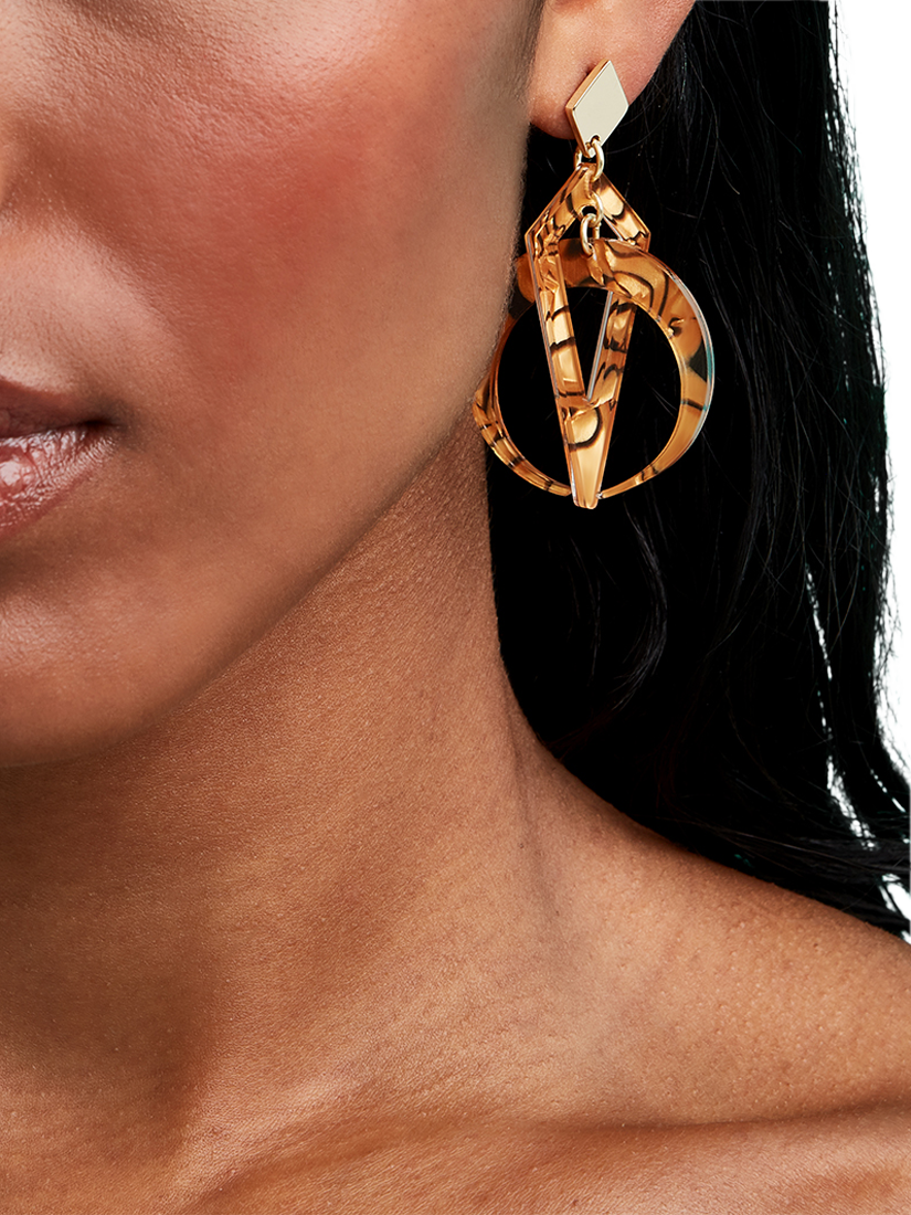 Product image 3 of 3, which shows Toolally Petite Crescent Hoop Earrings, Tiger Shell