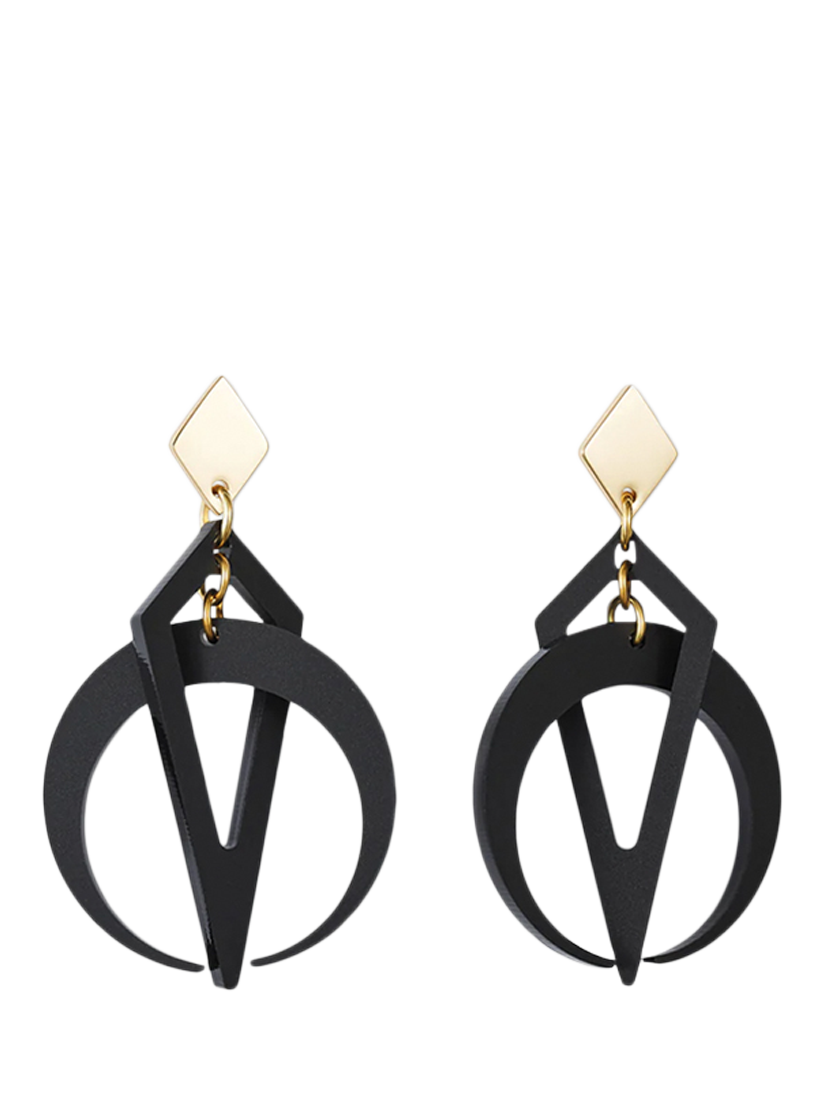 Product image 1 of 4, which shows Toolally Petite Crescent Hoop Earrings, Black