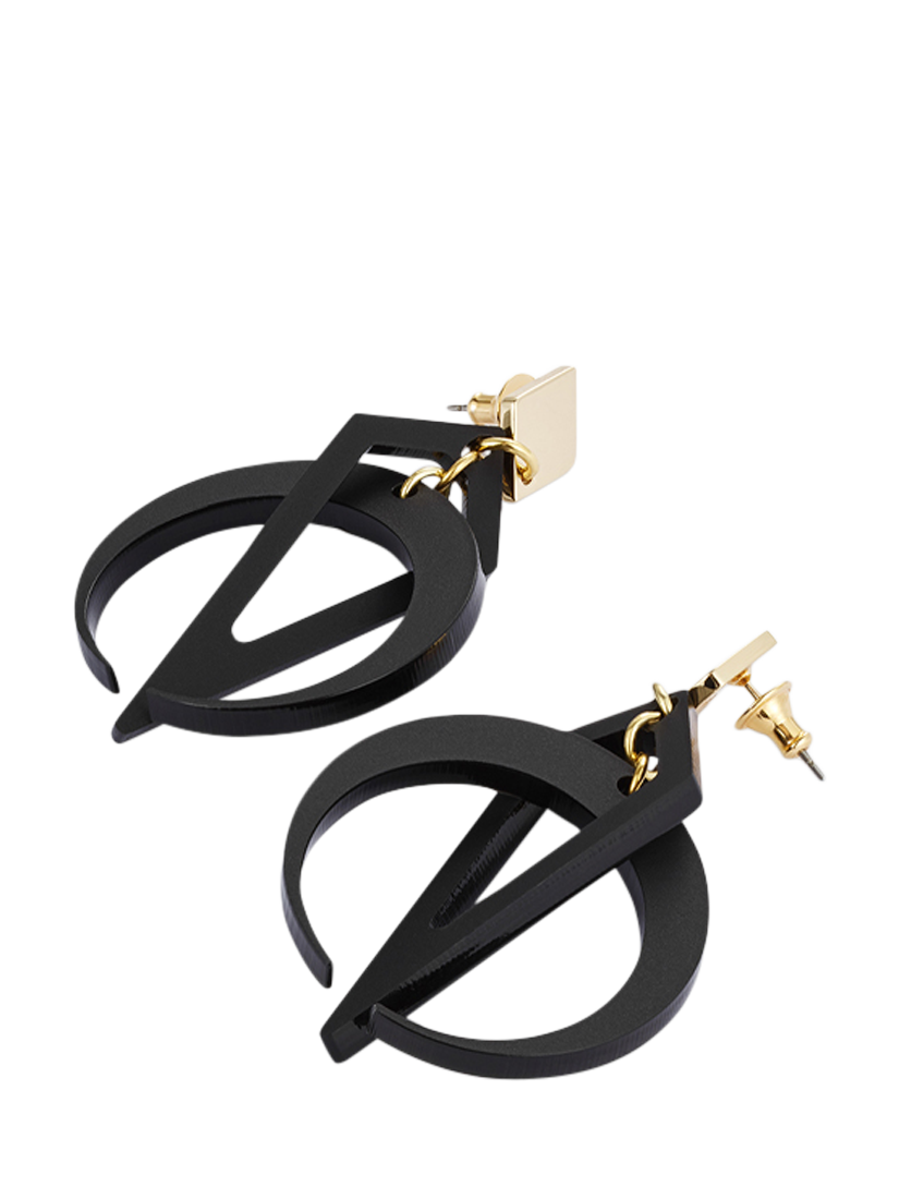 Product image 2 of 4, which shows Toolally Petite Crescent Hoop Earrings, Black