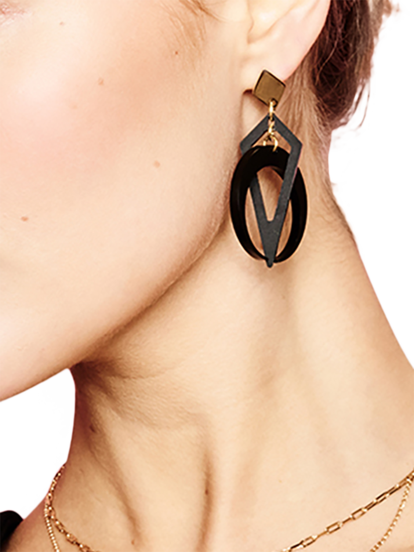 Product image 4 of 4, which shows Toolally Petite Crescent Hoop Earrings, Black