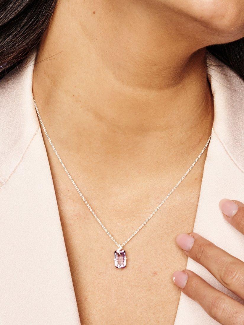 Product image 2 of 3, which shows Toolally Gemstone Bolt Pendant Necklace, Silver, Pink Amethyst/Silver