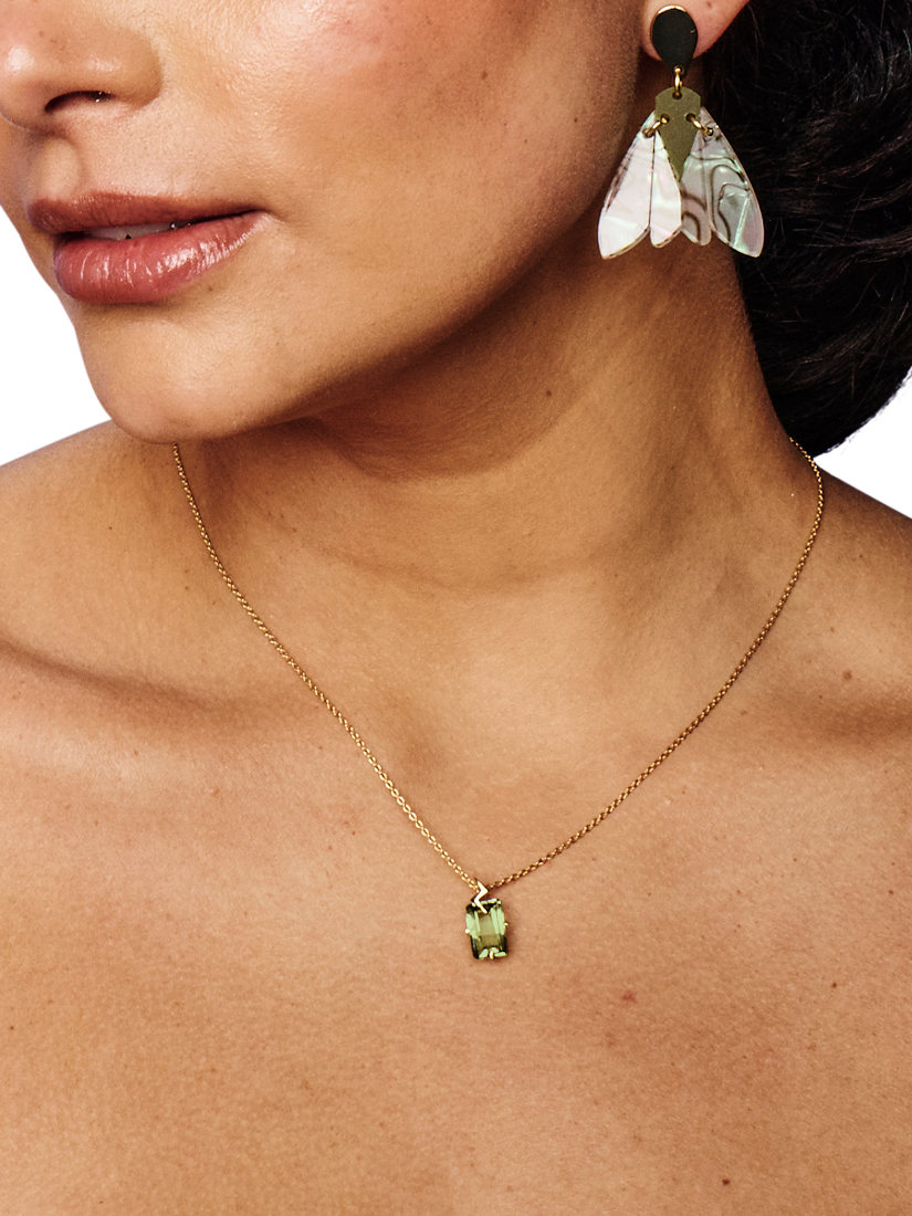Product image 2 of 3, which shows Toolally Gemstone Bolt Pendant Necklace, Gold, Green Amethyst/Gold