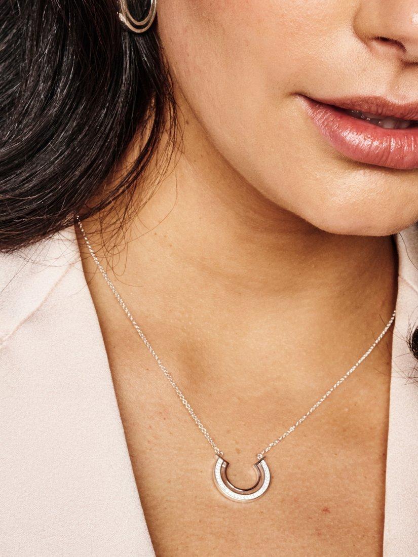 Product image 3 of 4, which shows Toolally Double Hoop Pavé Necklace, Silver
