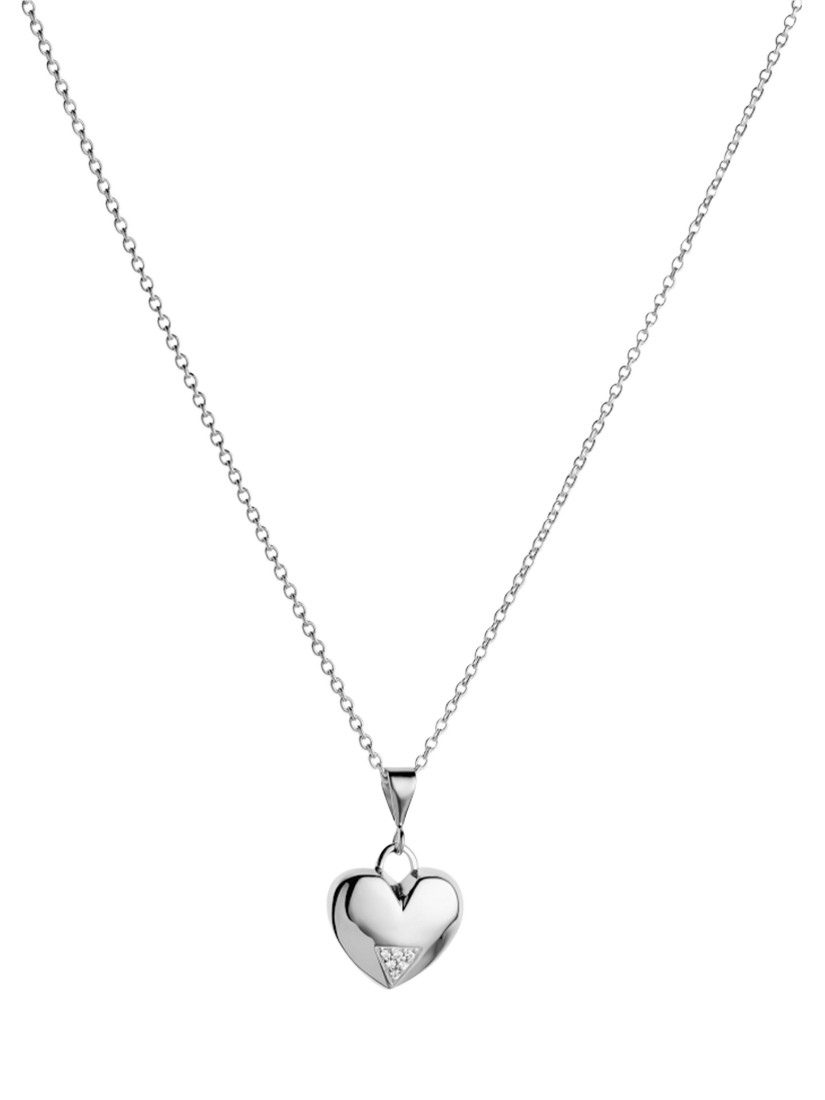 Product image 1 of 4, which shows Toolally Mini Art Deco Heart Pendant Necklace, Silver