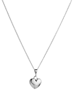 Toolally Mini Art Deco Heart Pendant Necklace, Silver, Silver