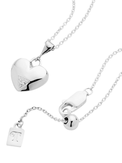 Toolally Mini Art Deco Heart Pendant Necklace, Silver - view 2, Silver