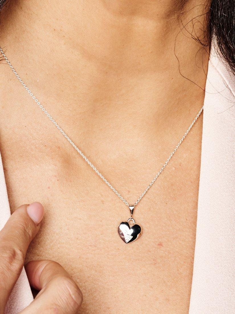 Product image 3 of 4, which shows Toolally Mini Art Deco Heart Pendant Necklace, Silver