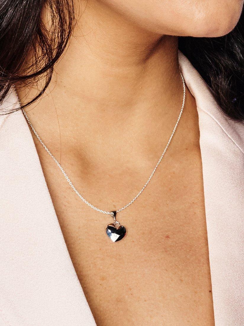 Product image 4 of 4, which shows Toolally Mini Art Deco Heart Pendant Necklace, Silver