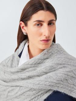 John Lewis Cable Knit Wool Blend Scarf, Grey