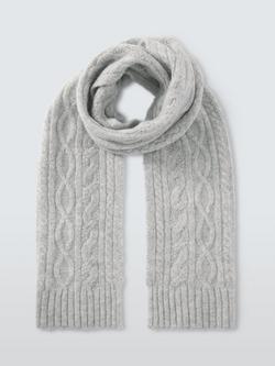 John Lewis Cable Knit Wool Blend Scarf - view 2, Grey