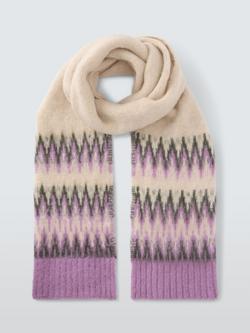John Lewis Fairisle Wool Blend Scarf - view 2, Lilac Multi
