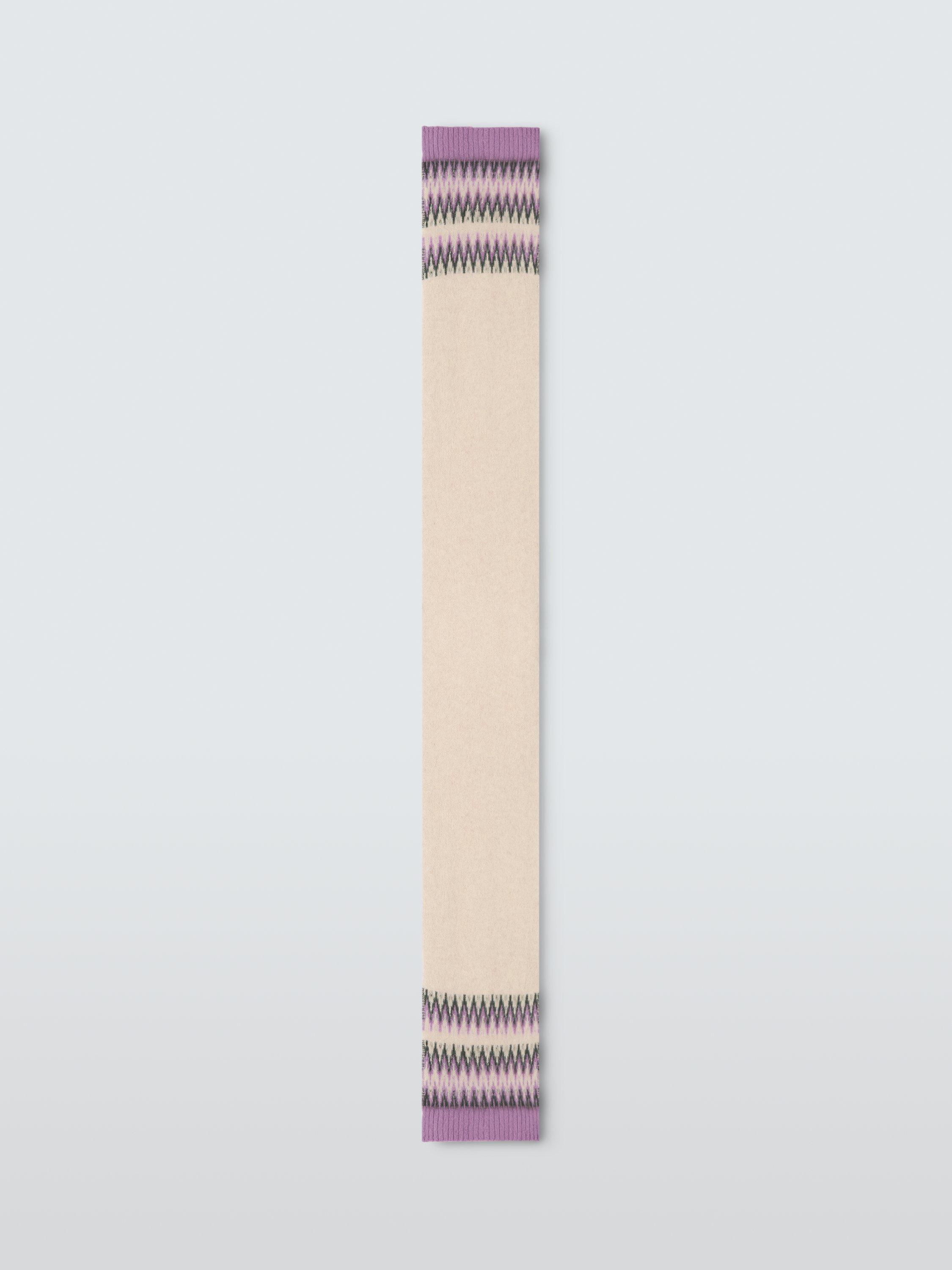 Product image 4 of 5, which shows John Lewis Fairisle Wool Blend Scarf, Lilac/Multi