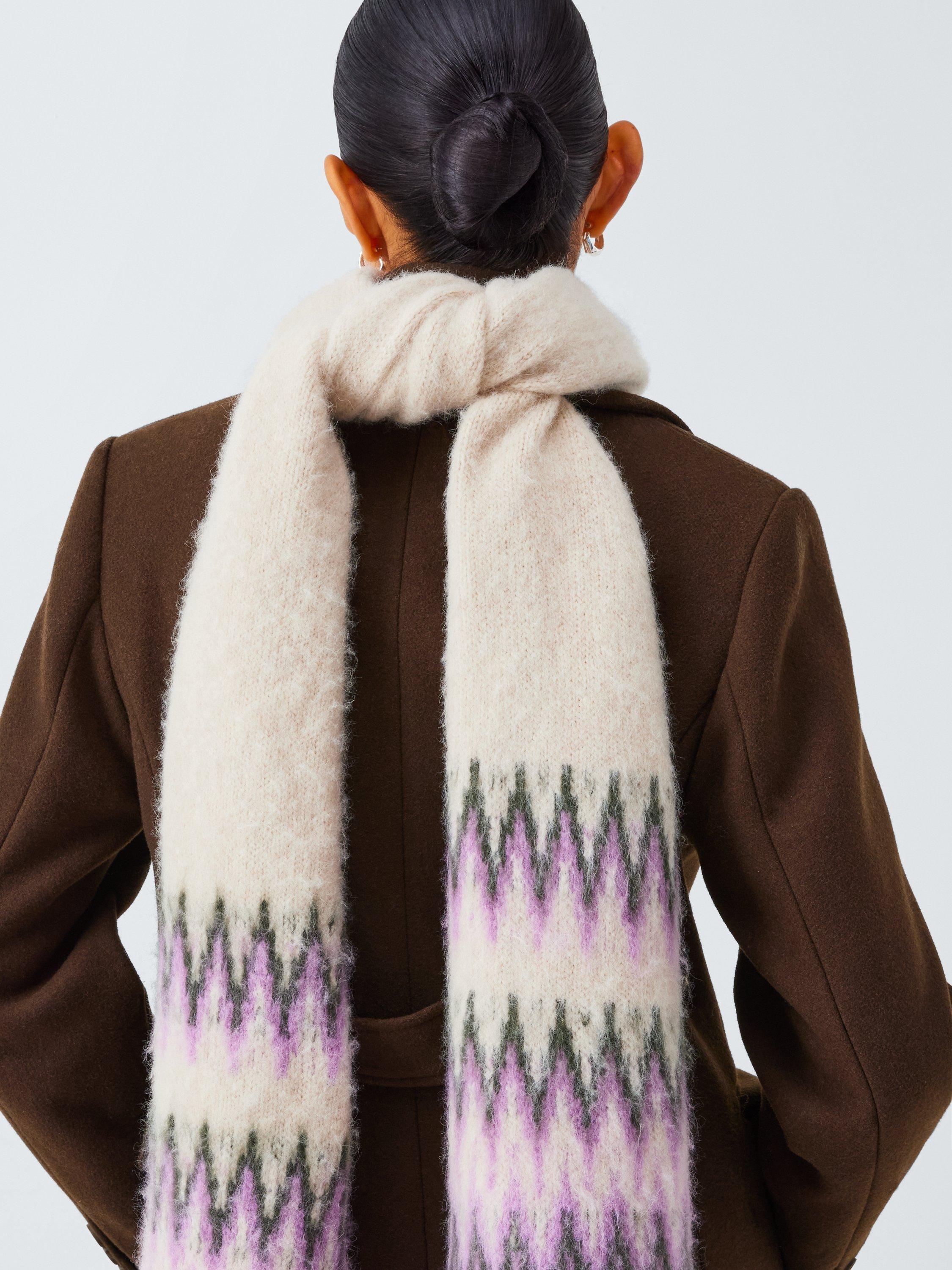 Product image 5 of 5, which shows John Lewis Fairisle Wool Blend Scarf, Lilac/Multi