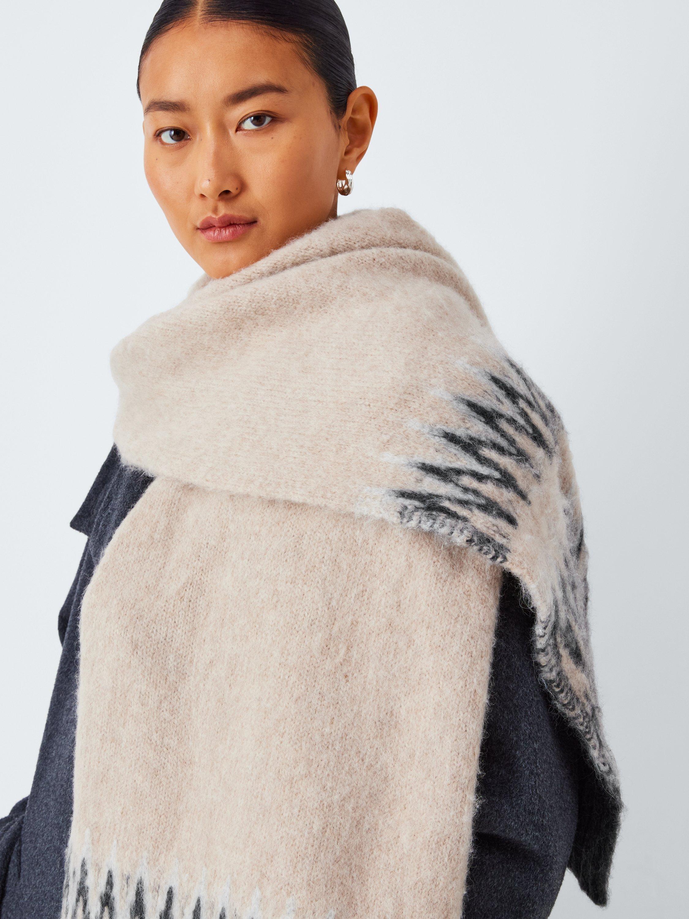 Product image 1 of 5, which shows John Lewis Fairisle Wool Blend Scarf, Natural/Multi