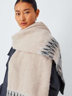 John Lewis Fairisle Wool Blend Scarf, Natural Multi