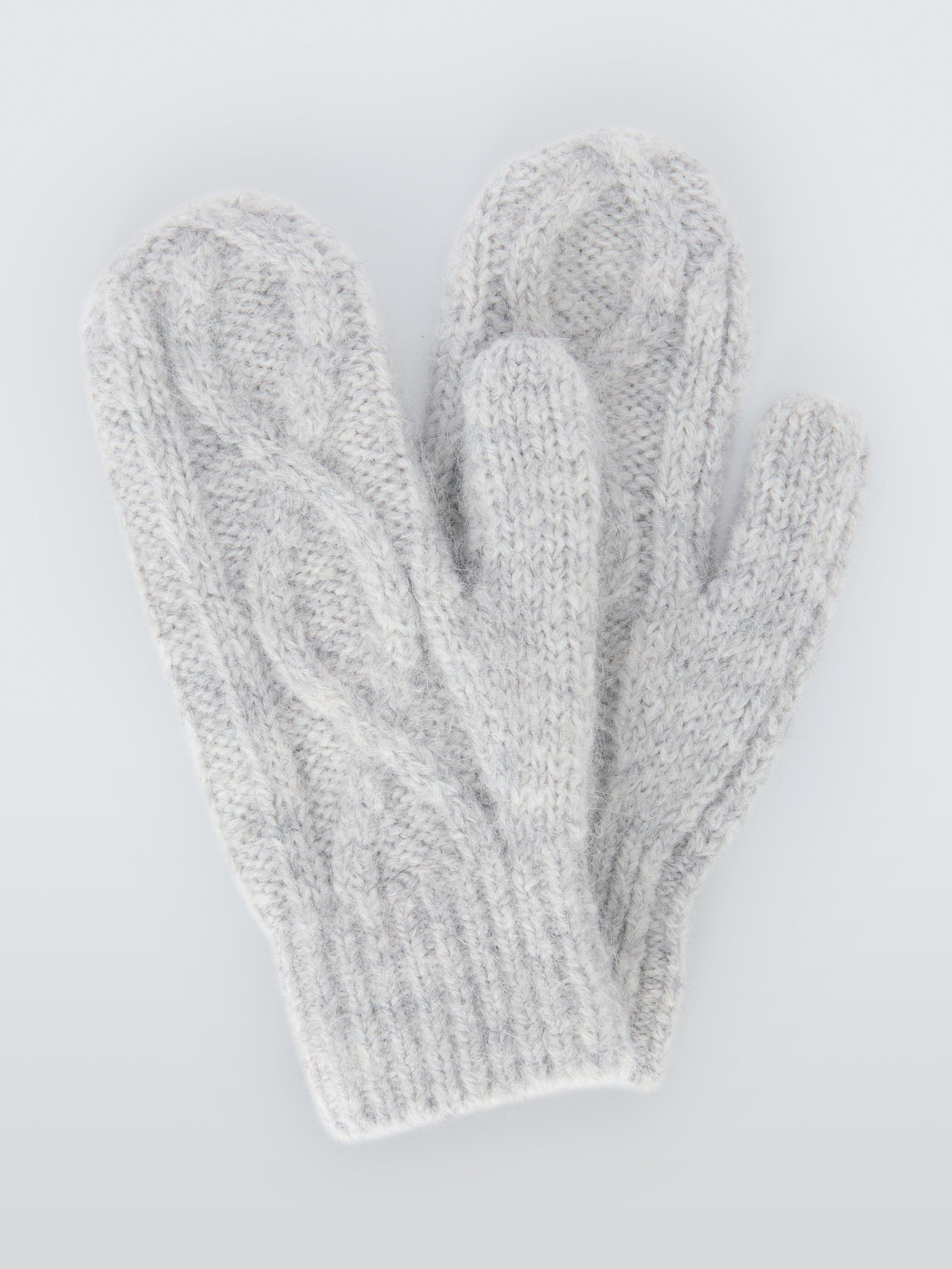 Product image 1 of 2, which shows John Lewis Cable Knit Wool Blend Mittens, Grey