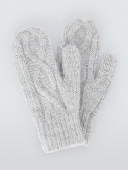 John Lewis Cable Knit Wool Blend Mittens, Grey, Grey