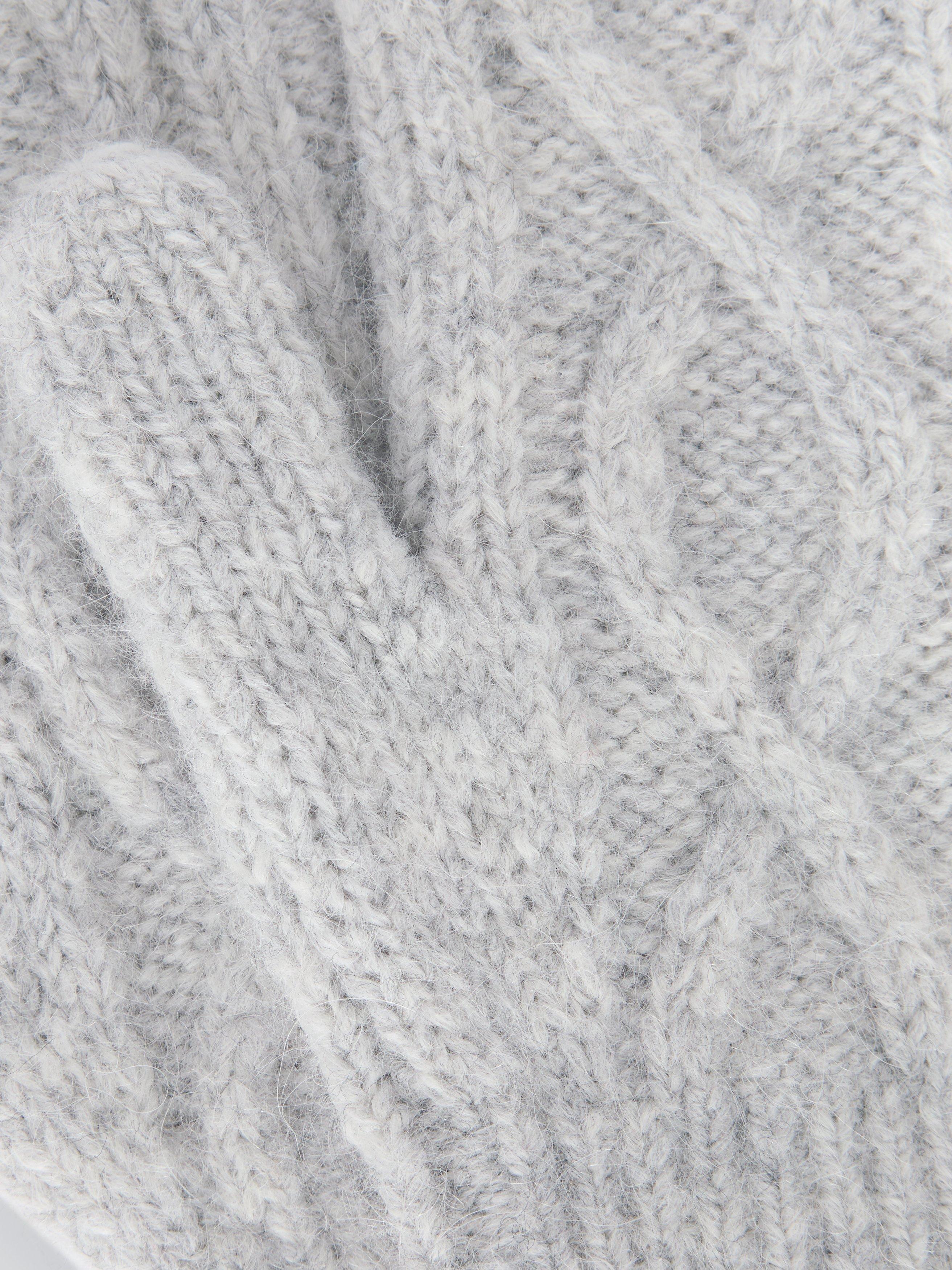 Product image 2 of 2, which shows John Lewis Cable Knit Wool Blend Mittens, Grey