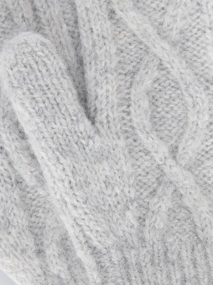 John Lewis Cable Knit Wool Blend Mittens, Grey - view 2, Grey