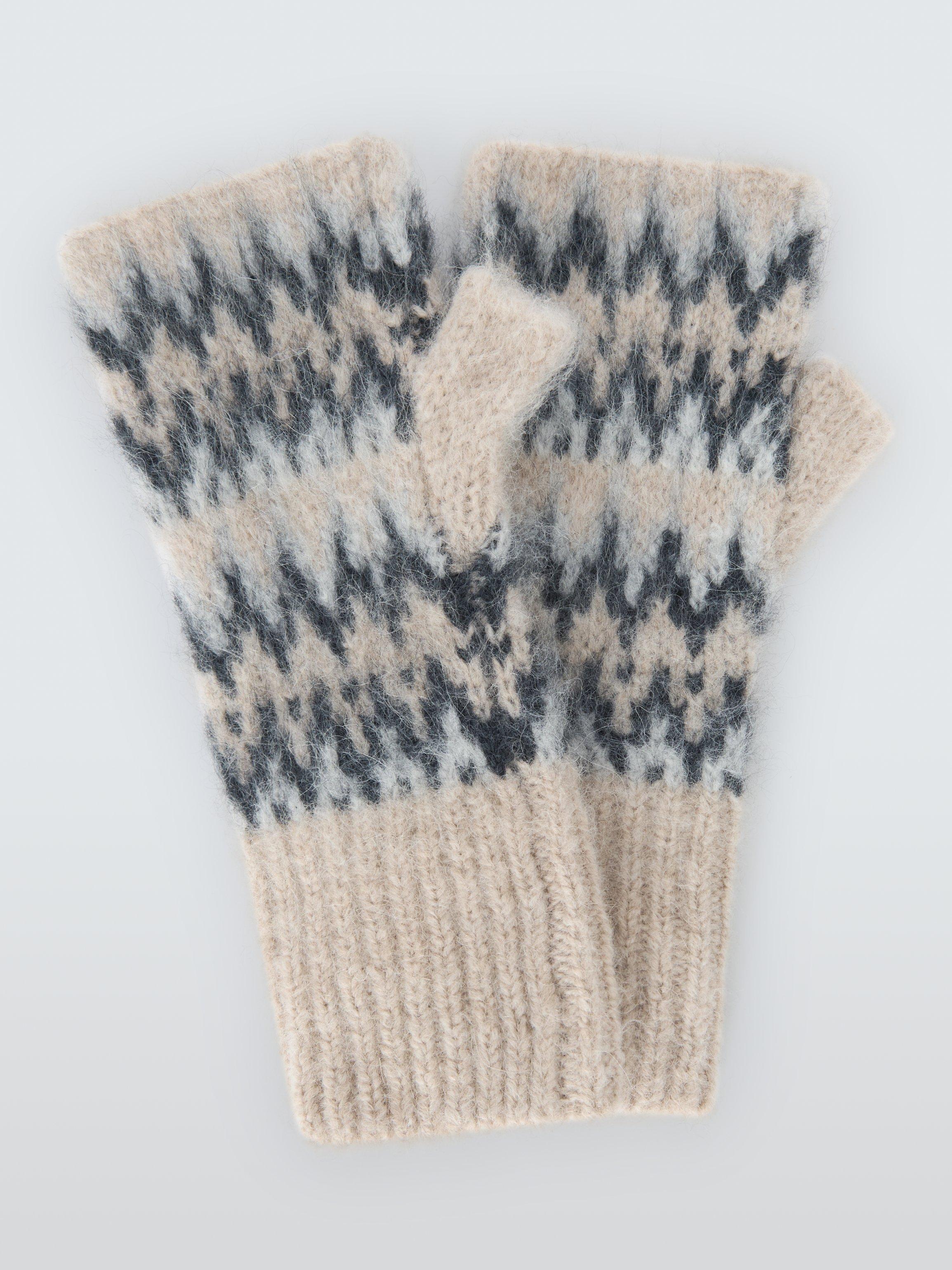 Product image 1 of 2, which shows John Lewis Fairisle Wool Blend Handwarmers, Natural/Multi