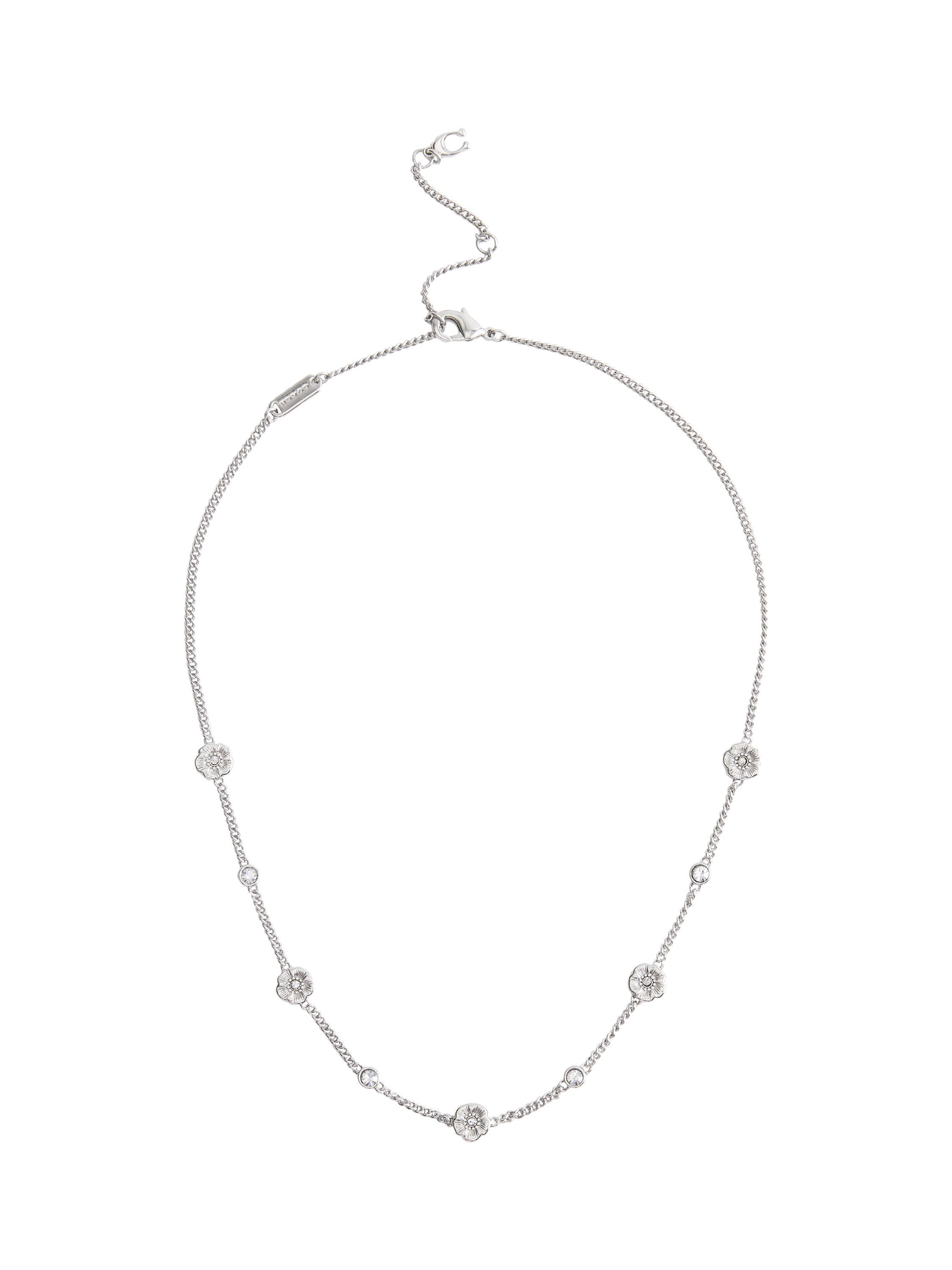 Product image 2 of 2, which shows Coach Crystal Rose Curb Necklace, Rhodium