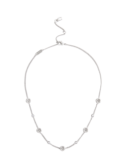 Coach Crystal Rose Curb Necklace, Rhodium - view 2, Rhodium