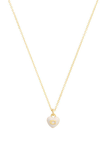 Coach Sculpted C Enamel Heart Necklace, Gold, Gold