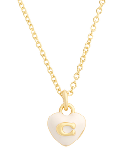Coach Sculpted C Enamel Heart Necklace, Gold - view 2, Gold