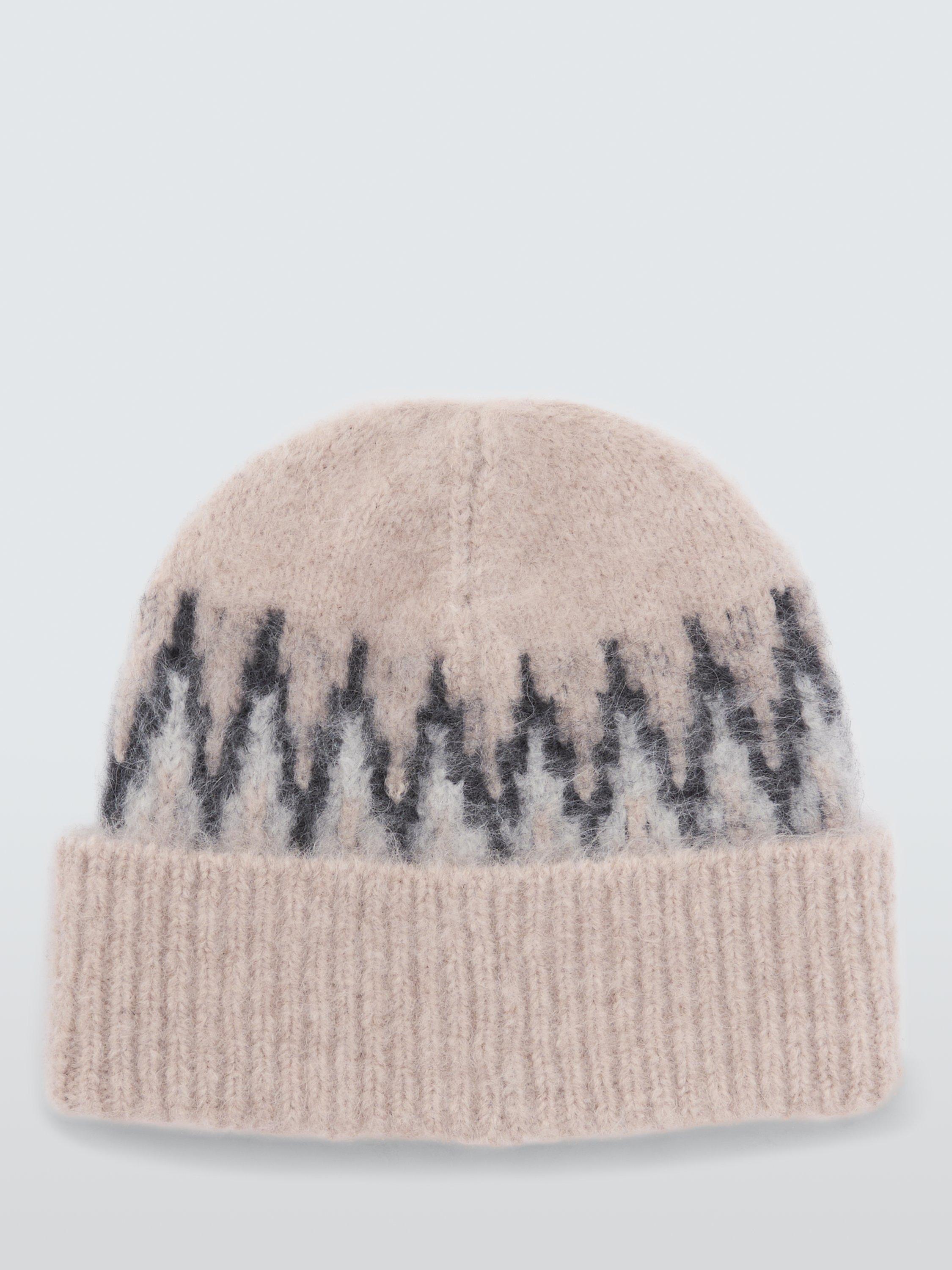Product image 2 of 4, which shows John Lewis Fair Isle Alpaca Wool Blend Beanie Hat, Natural