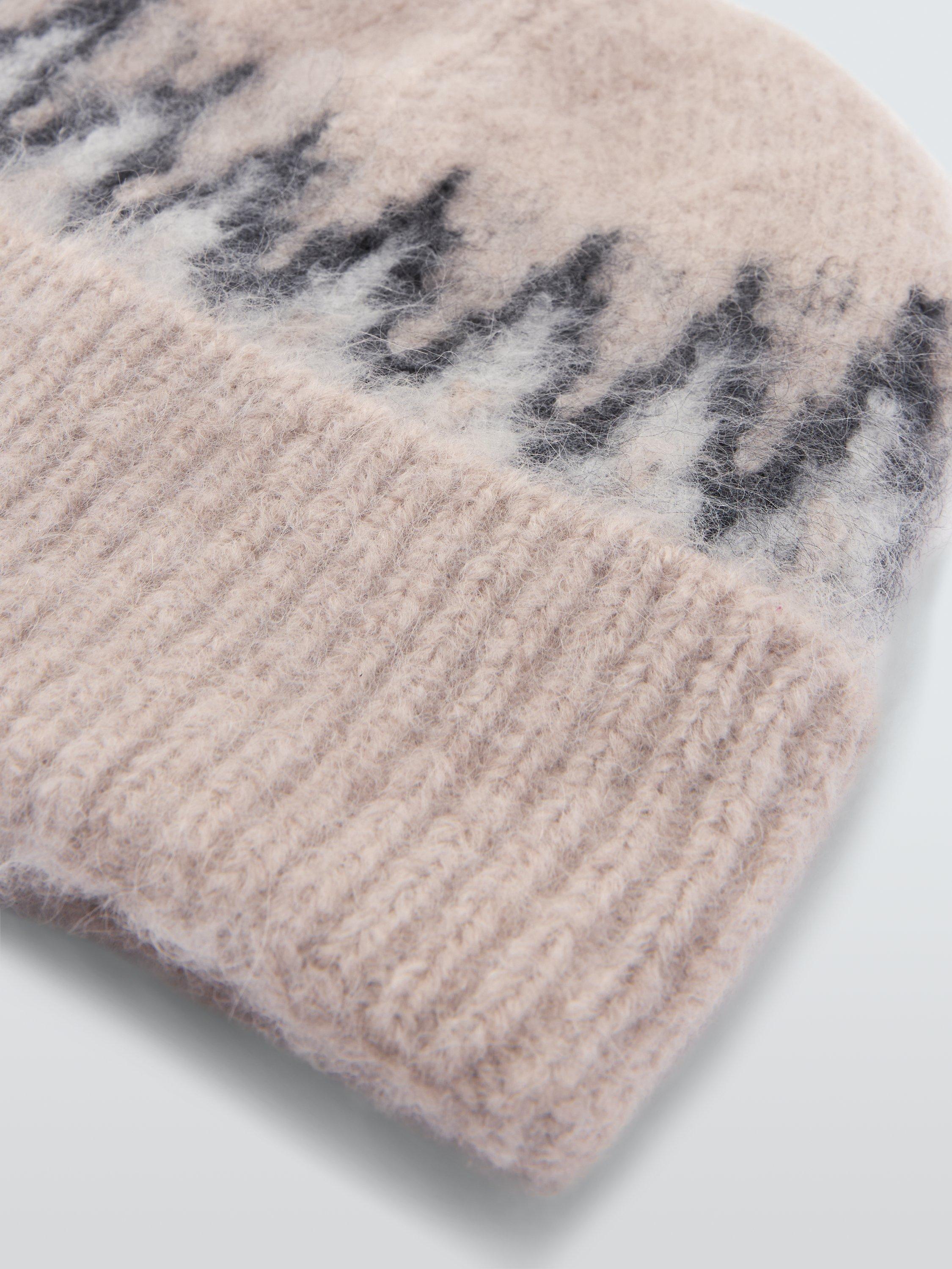 Product image 3 of 4, which shows John Lewis Fair Isle Alpaca Wool Blend Beanie Hat, Natural