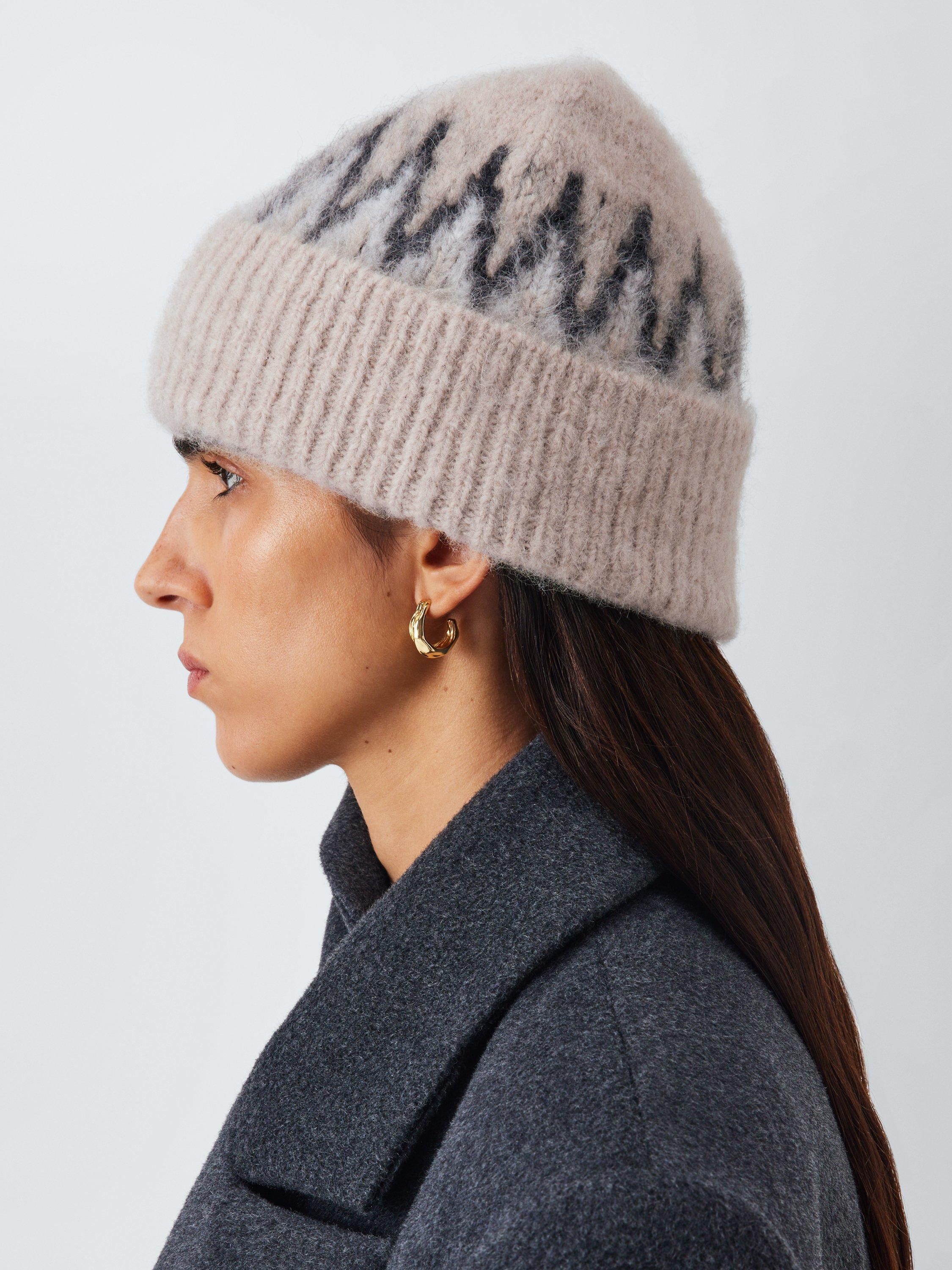 Product image 4 of 4, which shows John Lewis Fair Isle Alpaca Wool Blend Beanie Hat, Natural